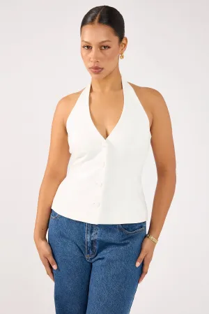 machine - washable clothing handy Perfect Stranger Luca Halter Tailored Vest White