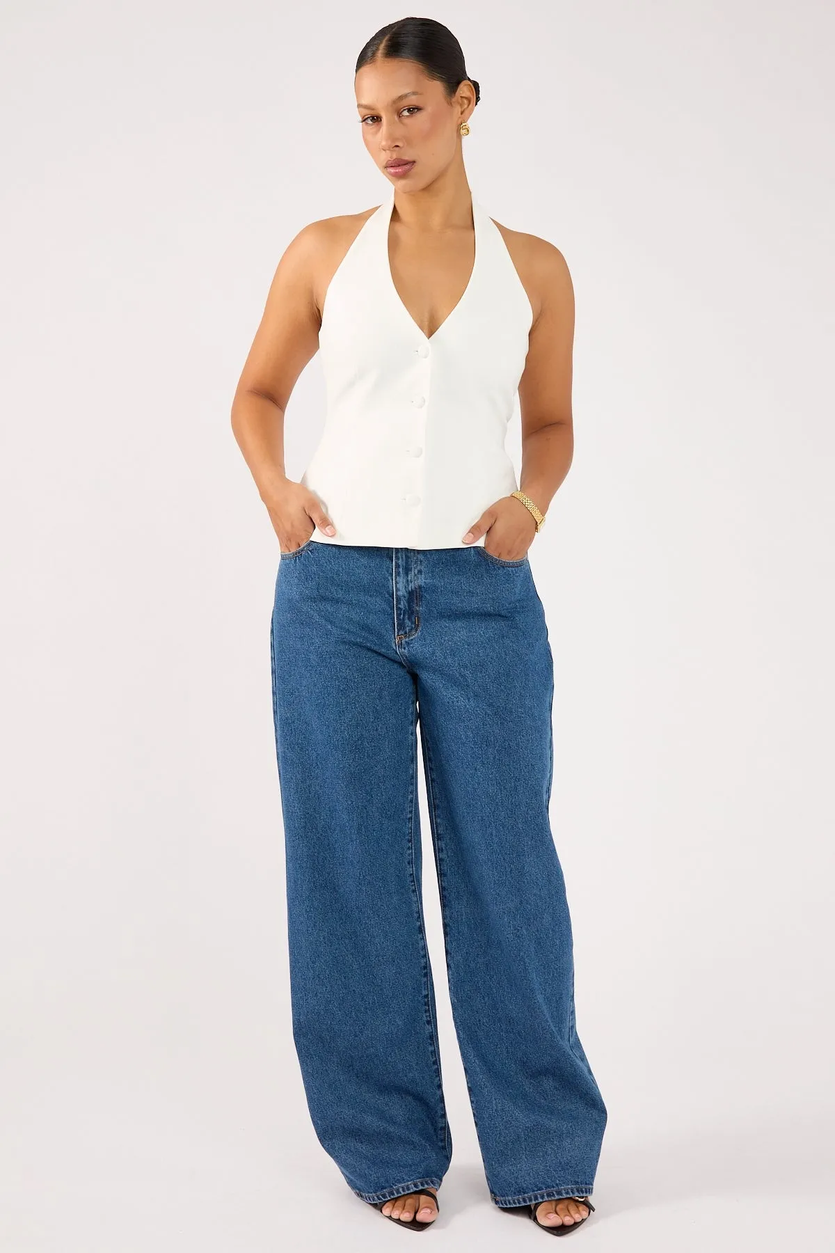 Perfect Stranger Luca Halter Tailored Vest White Business Look