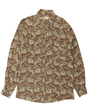 Holiday Style Preppy Vibe VINTAGE Mens Shirt Medium Brown Paisley