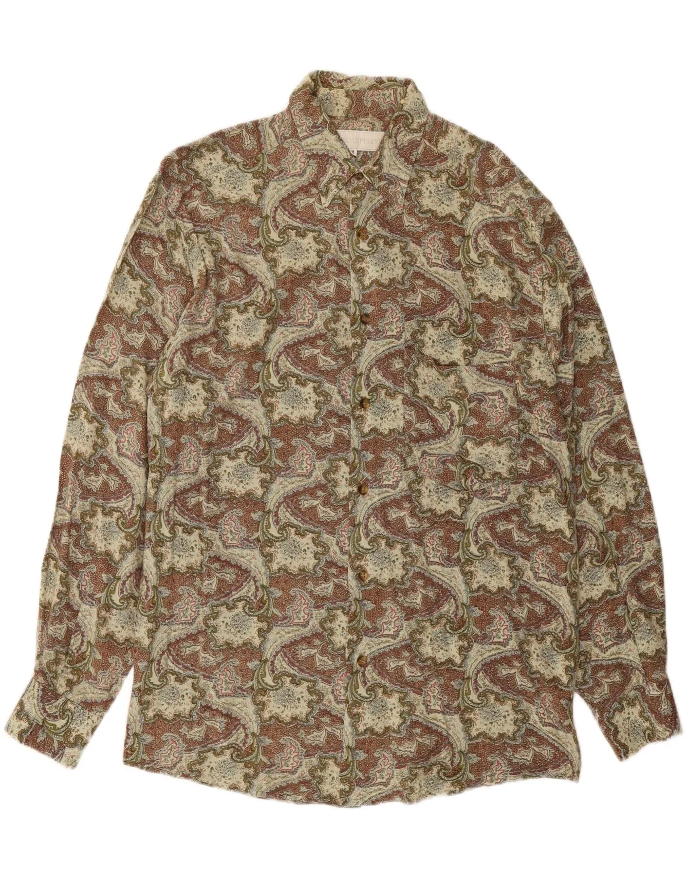 Holiday Style Preppy Vibe VINTAGE Mens Shirt Medium Brown Paisley