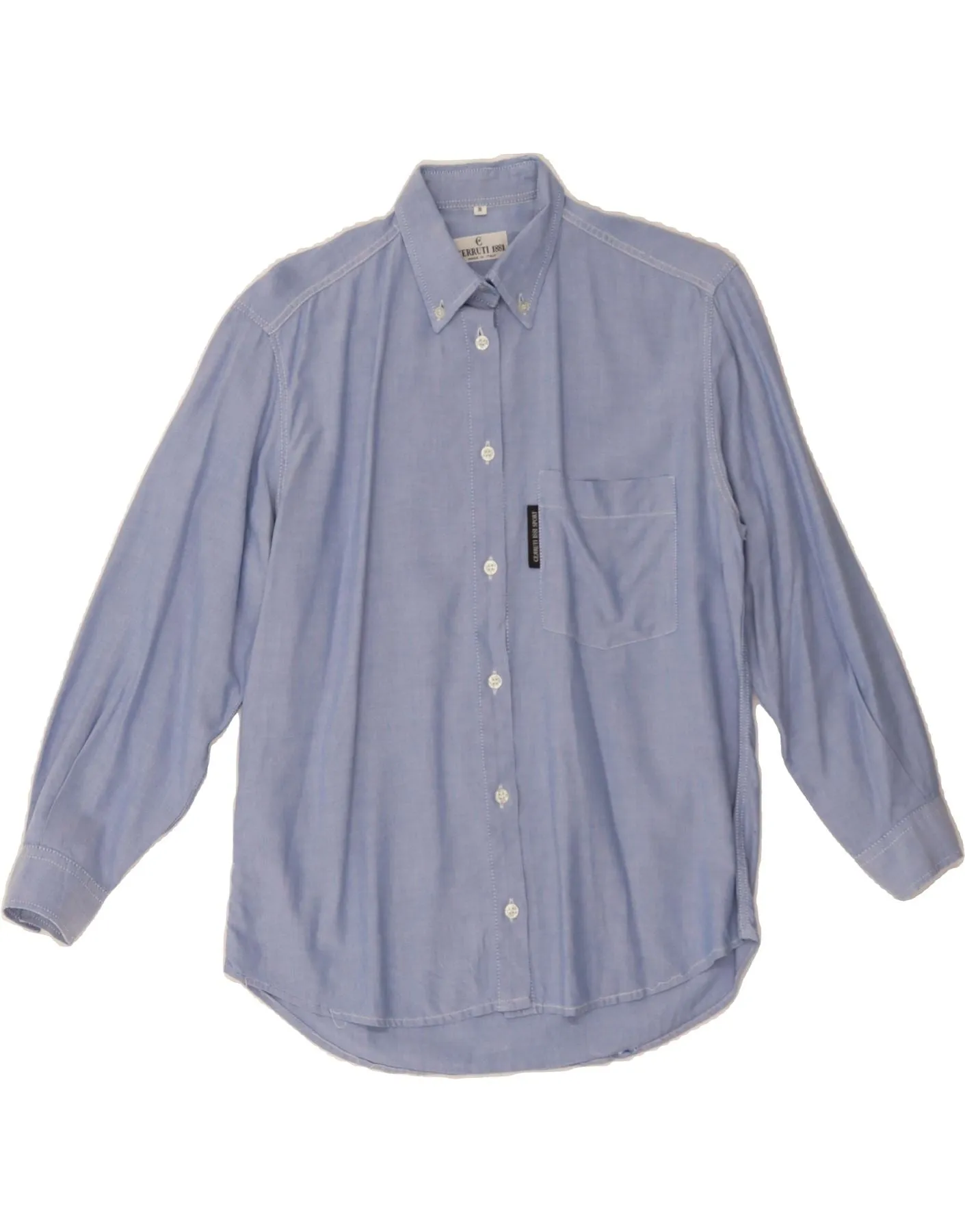 CERRUTI 1881 Womens Shirt UK 10 Small Blue Cotton Winter Fashion