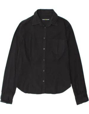 Layered Sleeve Cuffs City Exploration DKNY Womens Shirt UK 16 Large Black Cotton