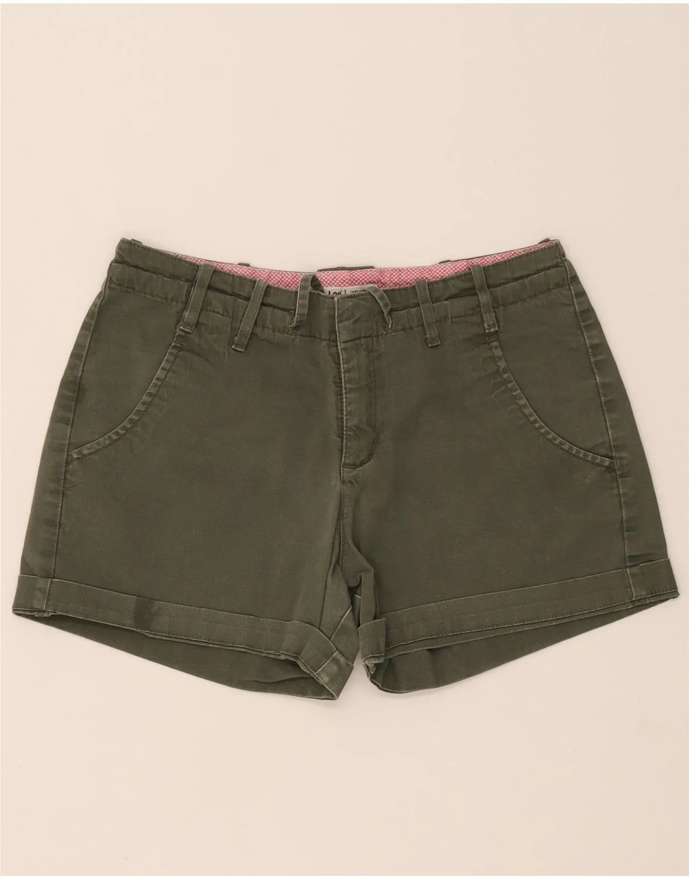 LEE Womens Casual Shorts US 4 Small W28  Khaki Cotton Backpacking Trip