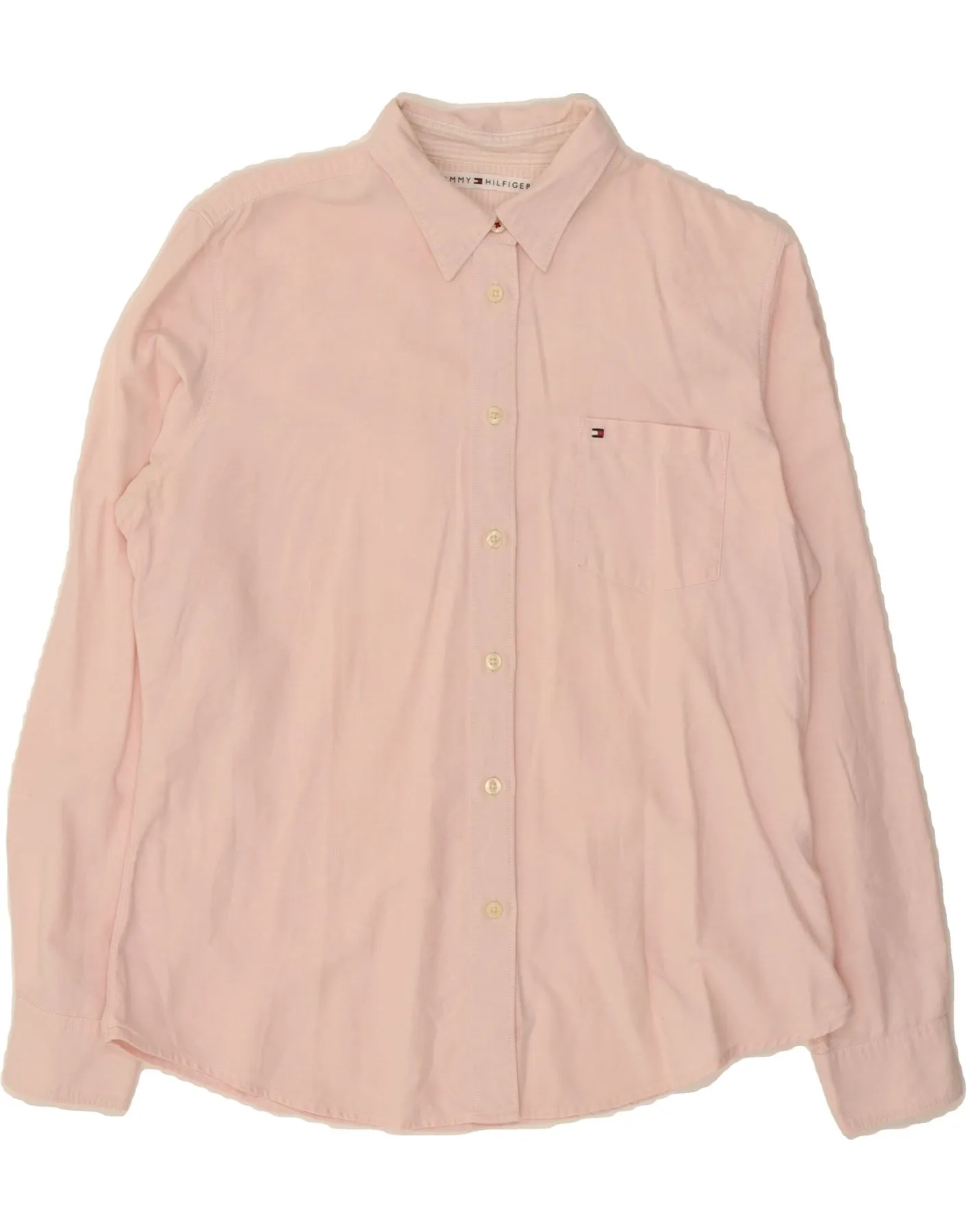 Bold Hue TOMMY HILFIGER Womens Shirt Large Pink Cotton