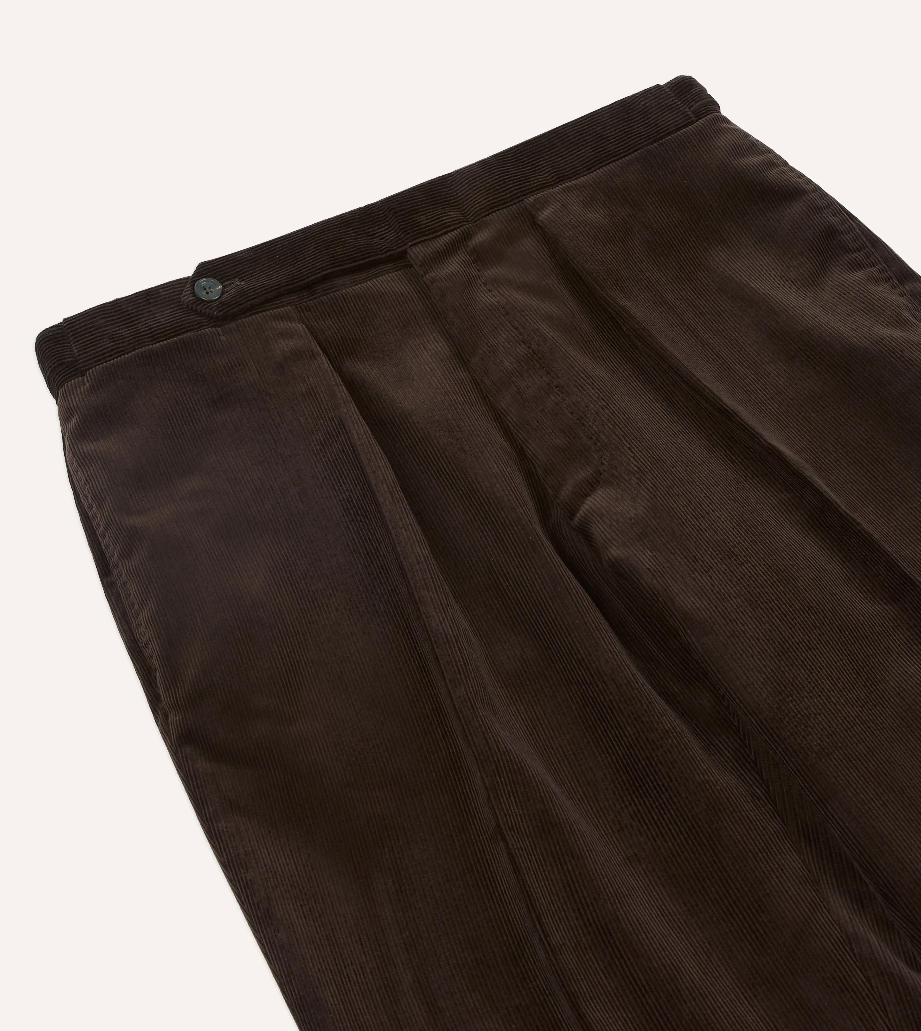 Brown Mid-Wale Corduroy Single Pleat Trouser Elegant Business Style