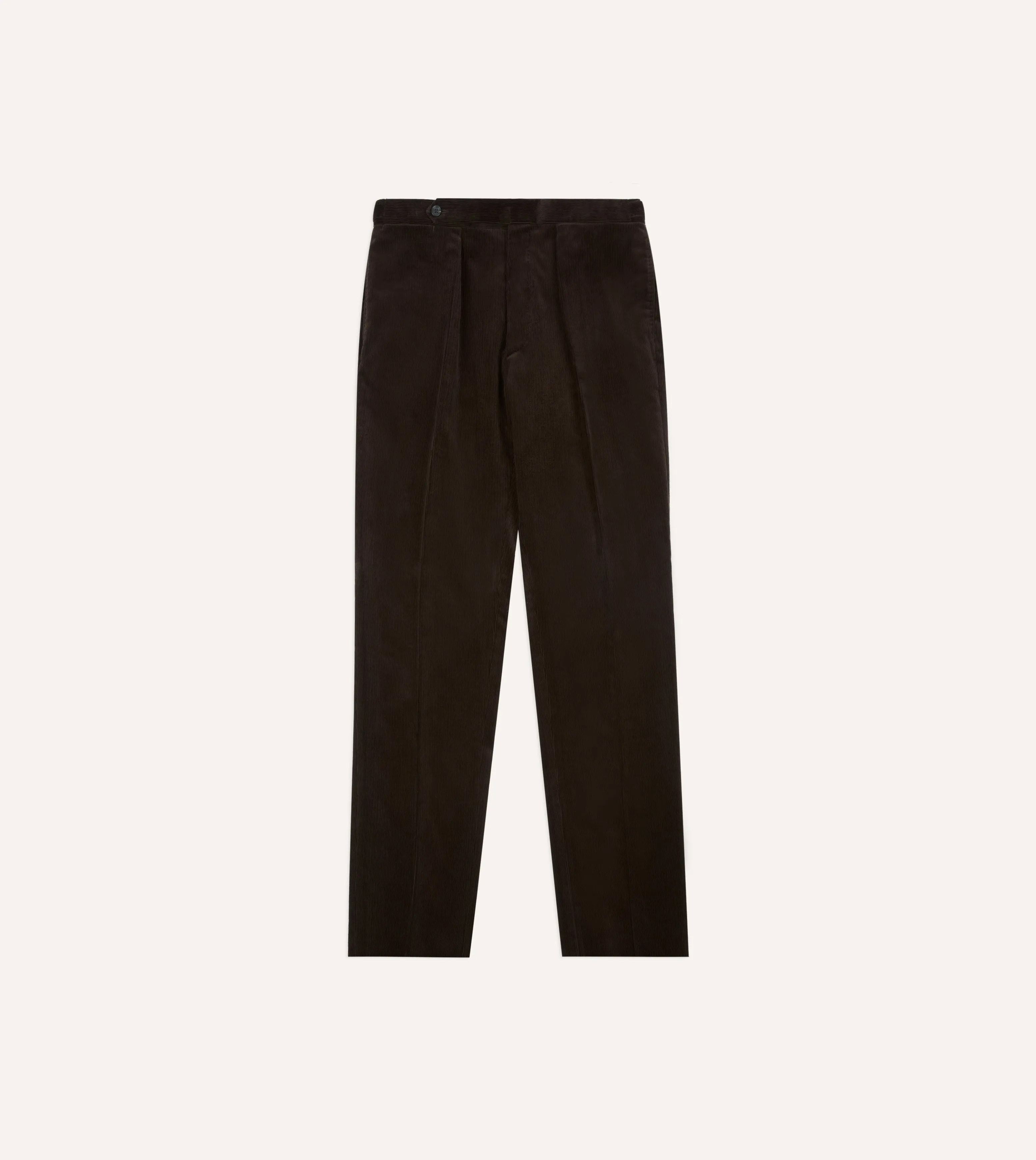 Business Attire Brown Mid-Wale Corduroy Single Pleat Trouser