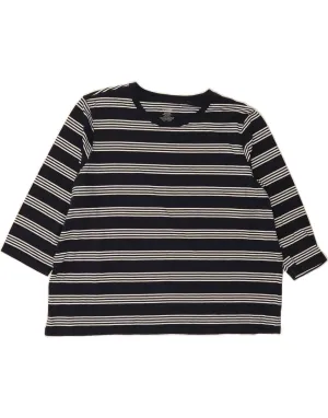 Daily Style Trend Fashion-Forward Look L.L.BEAN Womens BEST SELL 3/4 Sleeve UK 20 2XL Navy Blue Striped Cotton