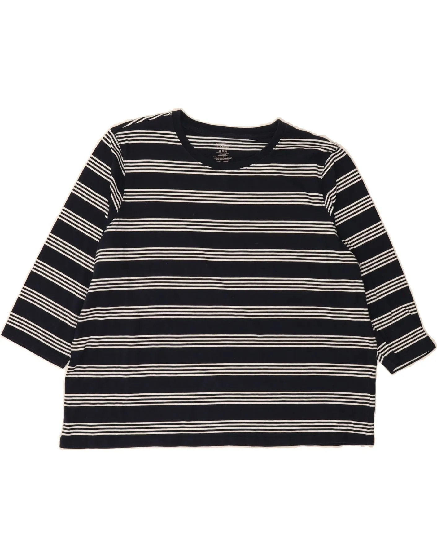 Daily Style Trend Fashion-Forward Look L.L.BEAN Womens BEST SELL 3/4 Sleeve UK 20 2XL Navy Blue Striped Cotton