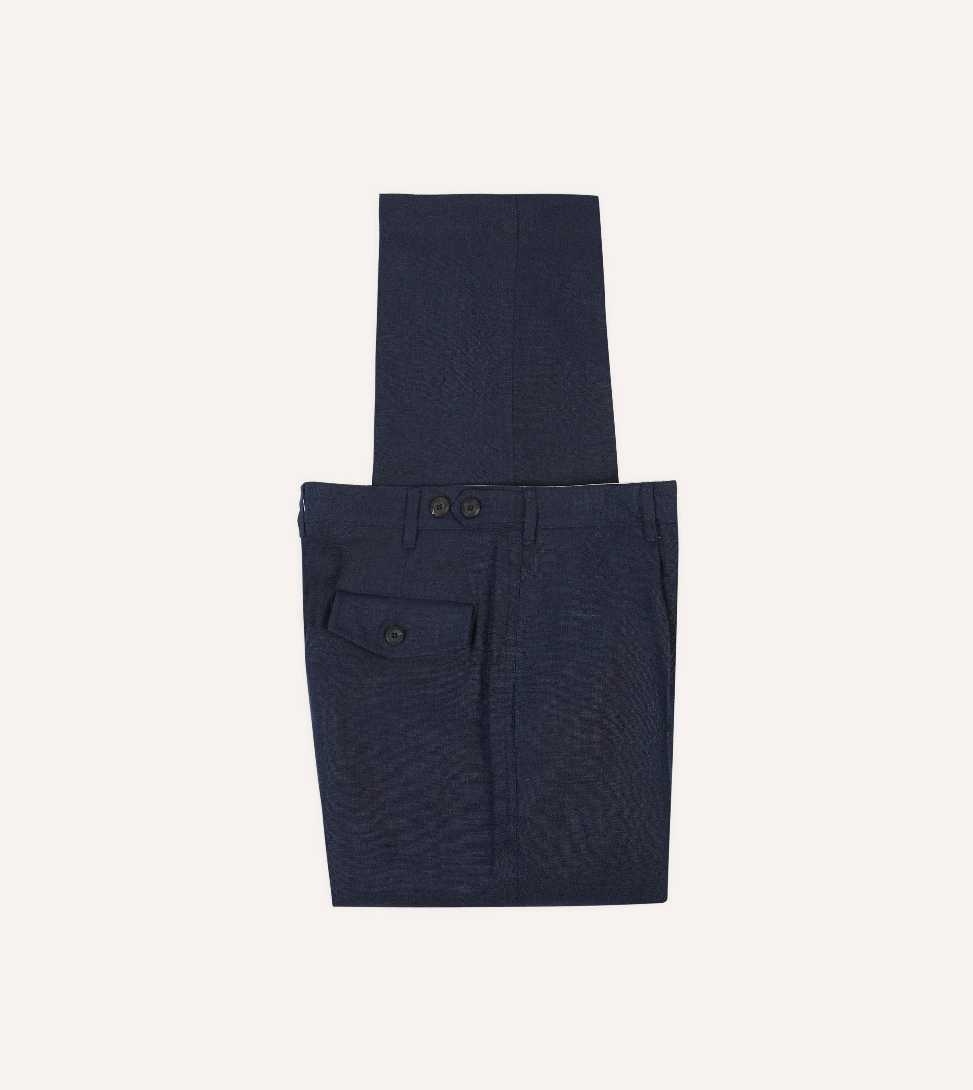 Navy Antique Linen Games Trousers Perfect Tailoring
