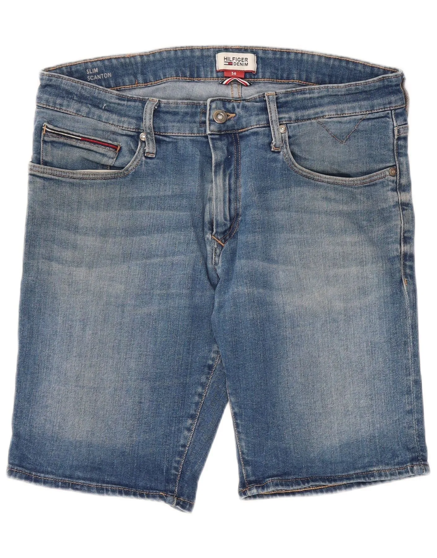 TOMMY HILFIGER Mens Scanton Slim Denim Shorts W36 Large Blue Cotton Travel Wear relaxed shape