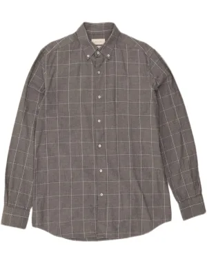Hooded Neckline MASSIMO DUTTI Mens Shirt Large Grey Check Cotton