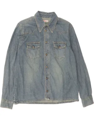 S.OLIVER Womens Denim Shirt EU 38 Medium Blue Cotton Reinforced Elasticity