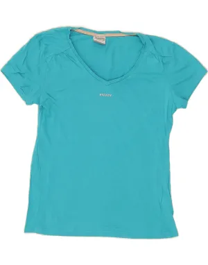 V neck color blocking FREDDY Womens T-Shirt BEST SELL UK 12 Medium  Blue Cotton