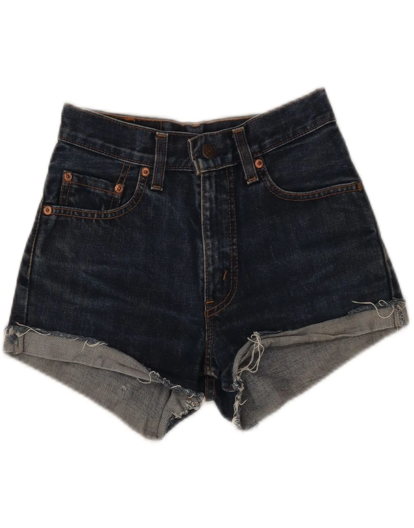 LEVI'S Womens 550 Denim Shorts W25 XS Navy Blue Fashionable Pick