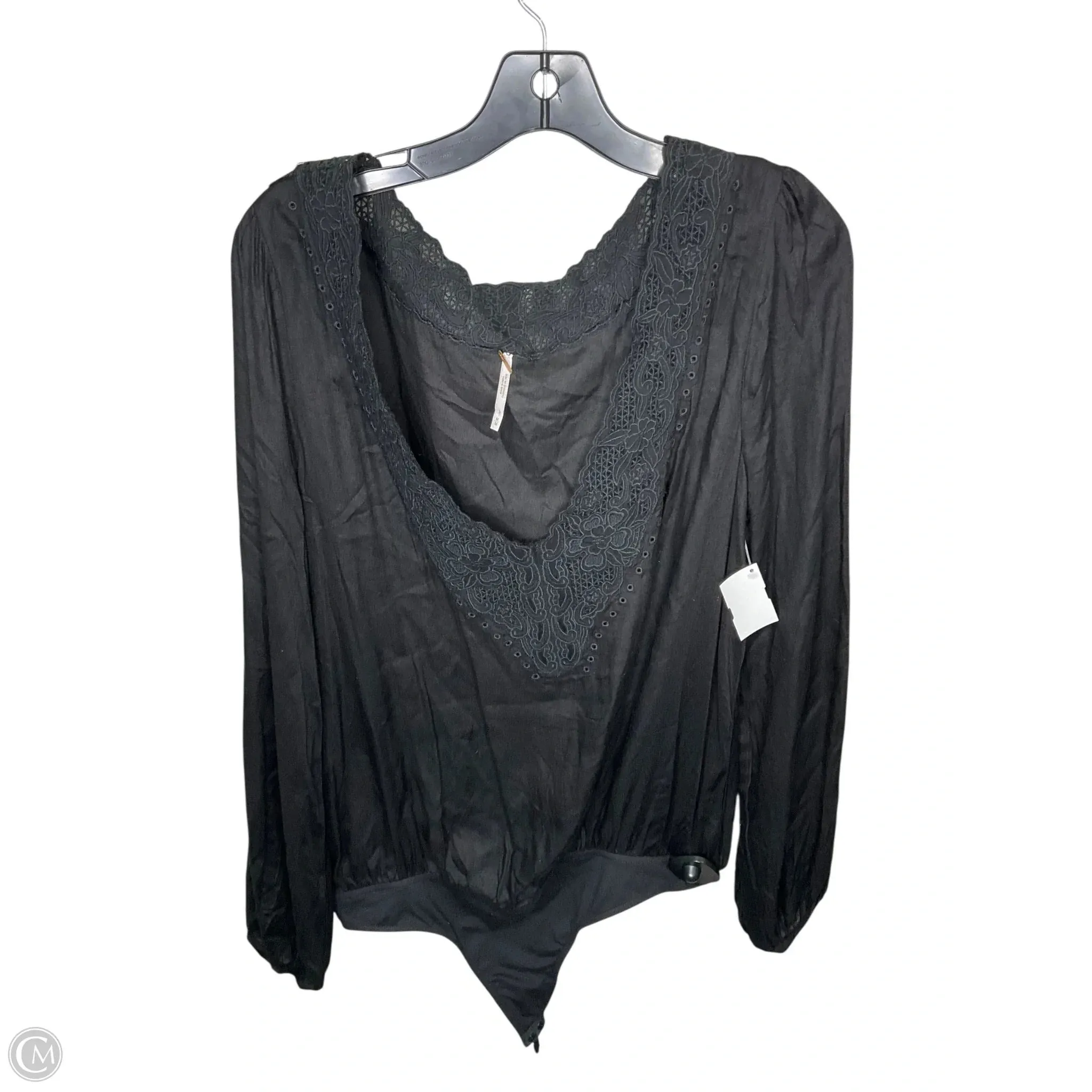 Bodysuit By Free People In Black, Size: M embroidered bodysuit