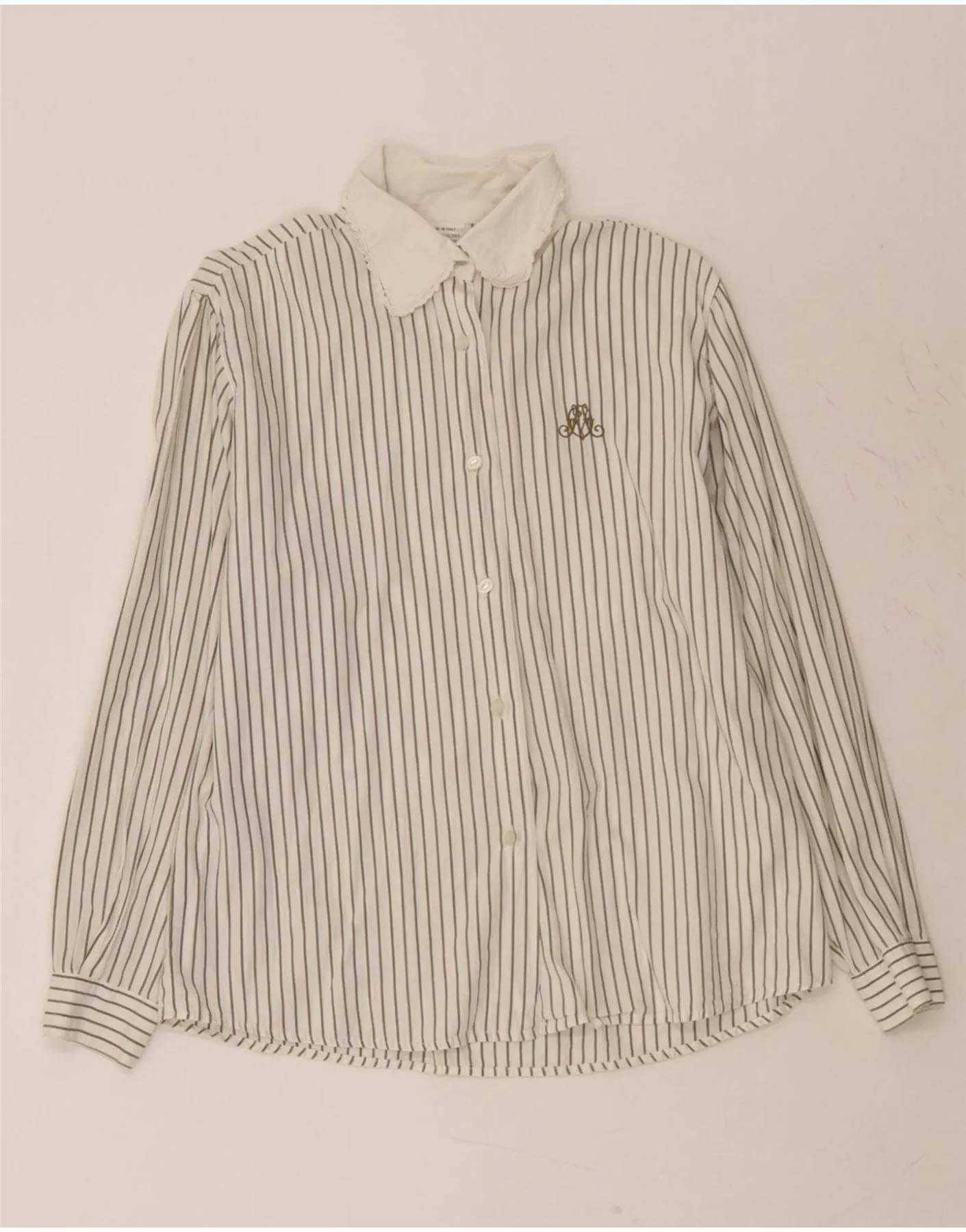 Seasonal Fashion Tall Option BENETTON Womens Shirt UK 18 XL White Striped