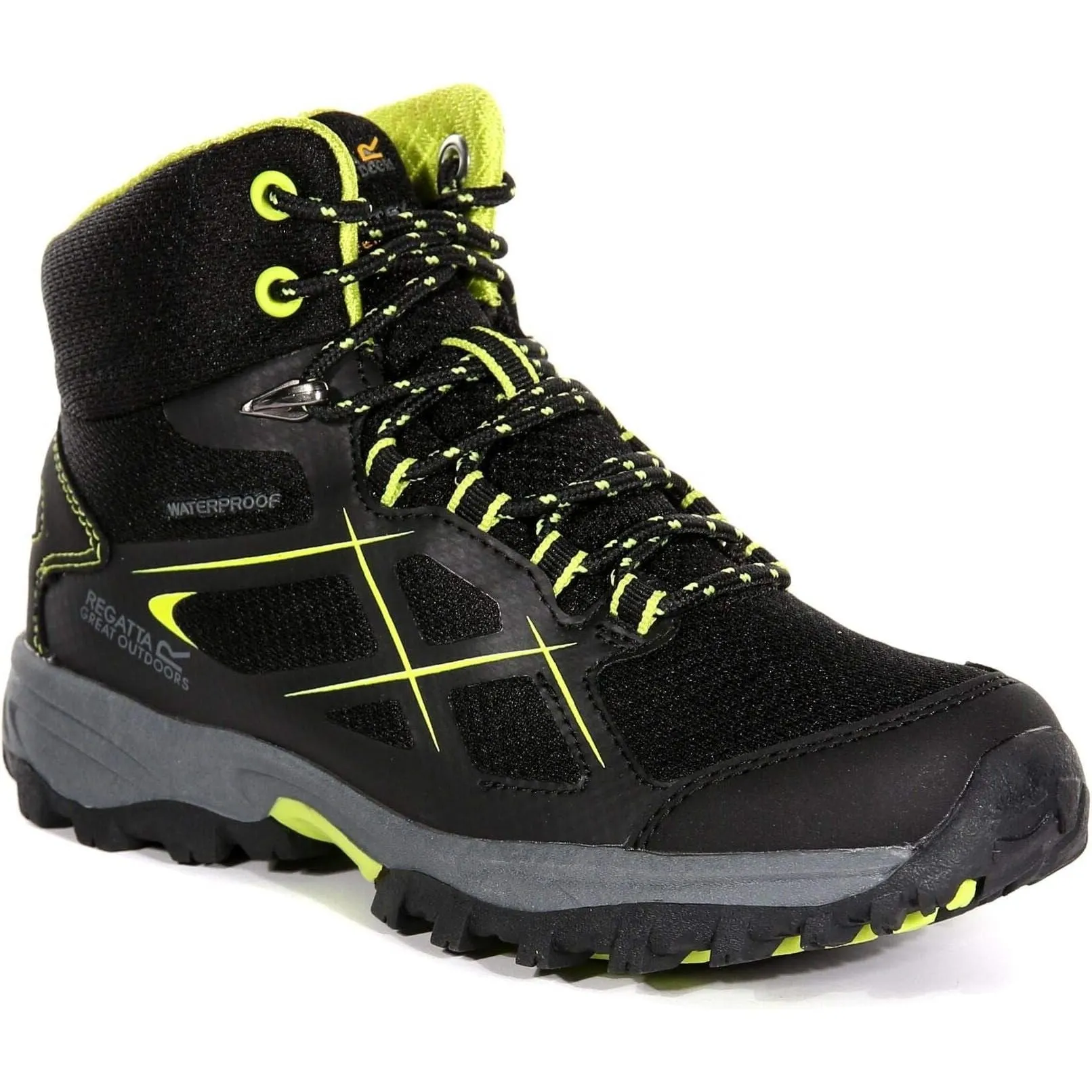 Regatta Kota Mid Junior Waterproof Walking Boots - Black Secure Comfort