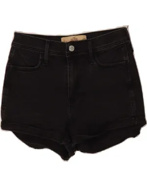 HOLLISTER Womens High Rise Denim Shorts W27 Small Black Cotton Cooling Core Technology