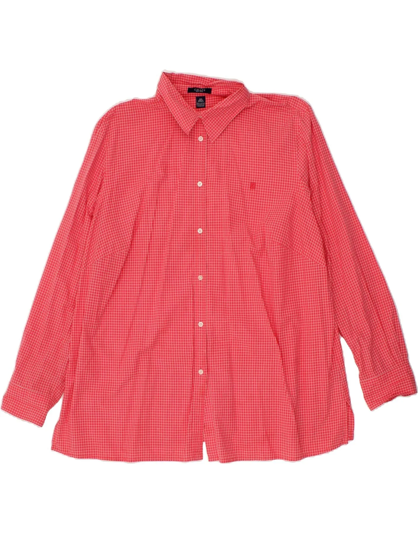 CHAPS Womens Shirt UK 20 2XL Red Check Cotton Durable Thread Construction