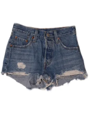 Plus Size Fit Contemporary Design LEVI'S Womens 501 Distressed Denim Shorts W24 XS Blue Cotton