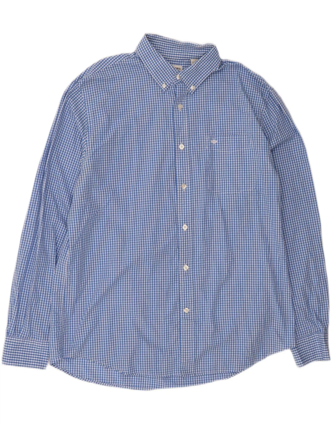 DOCKERS Mens Shirt Large Blue Gingham Cotton Coffee Run