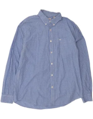DOCKERS Mens Shirt Large Blue Gingham Cotton Coffee Run