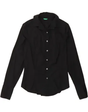 Sophisticated Look Wrinkle Free Care BENETTON Womens Shirt UK 12 Medium Black