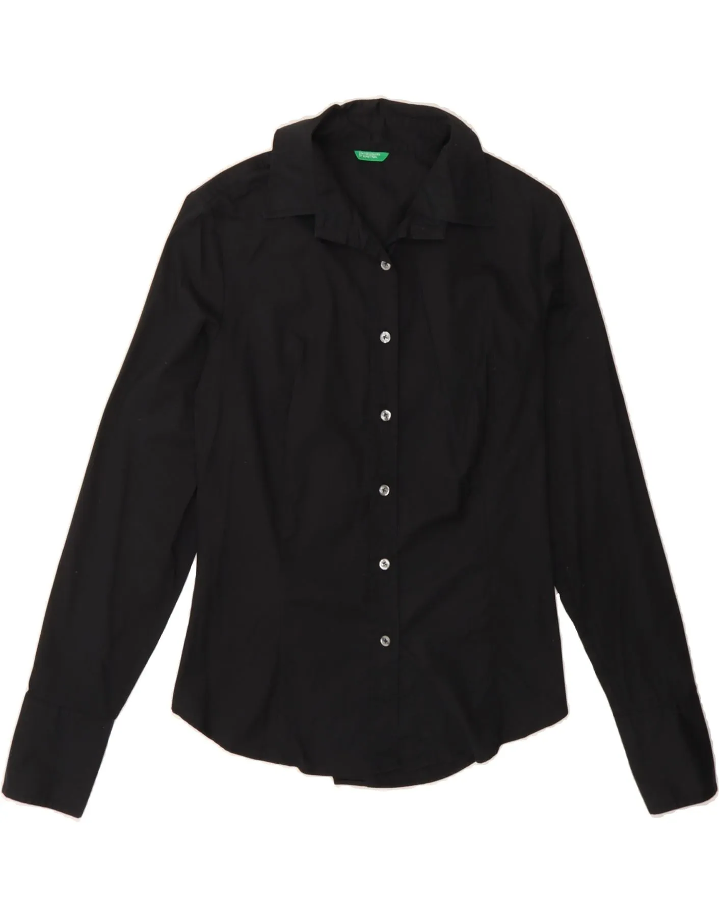 Sophisticated Look Wrinkle Free Care BENETTON Womens Shirt UK 12 Medium Black