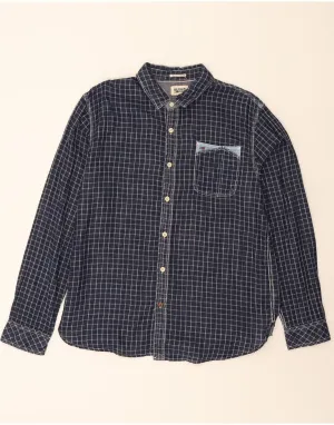 TOMMY HILFIGER Mens Shirt XL Navy Blue Check Cotton Work Appropriate Sustainable fashion