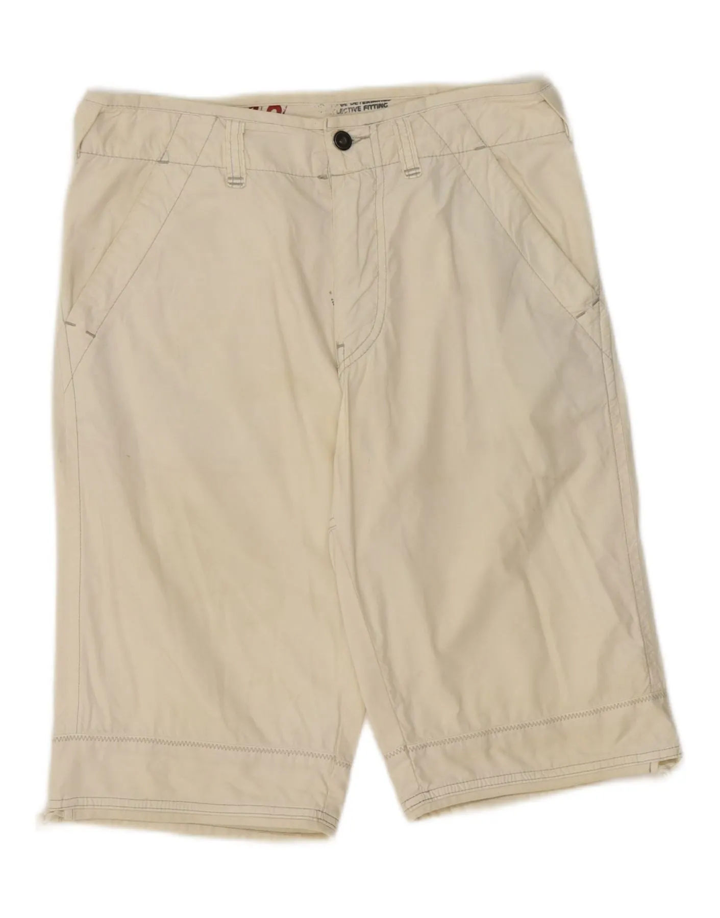 Body Movement Stretchable Fit MURPHY & NYE Mens Sailmakers Chino Shorts W30 Medium Off White Cotton