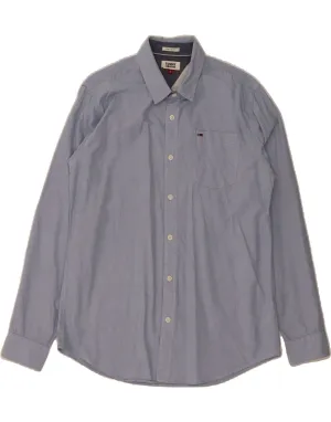 TOMMY HILFIGER Mens Regular Fit Shirt Large Blue Cotton Fashion-Forward Eco friendly materials