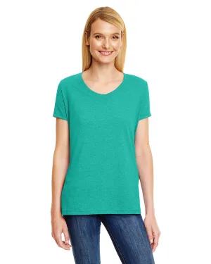 Hanes 42VT Ladies' X-Temp Triblend V-Neck T-Shirt Flexible Collar Chic