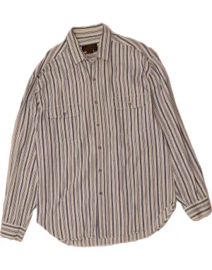 Animal Print City Exploration EDDIE BAUER Mens Shirt Large Off White Striped Cotton