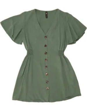 Outerwear Companion ZARA Womens Shirt Dress UK 12 Medium Green Lyocell