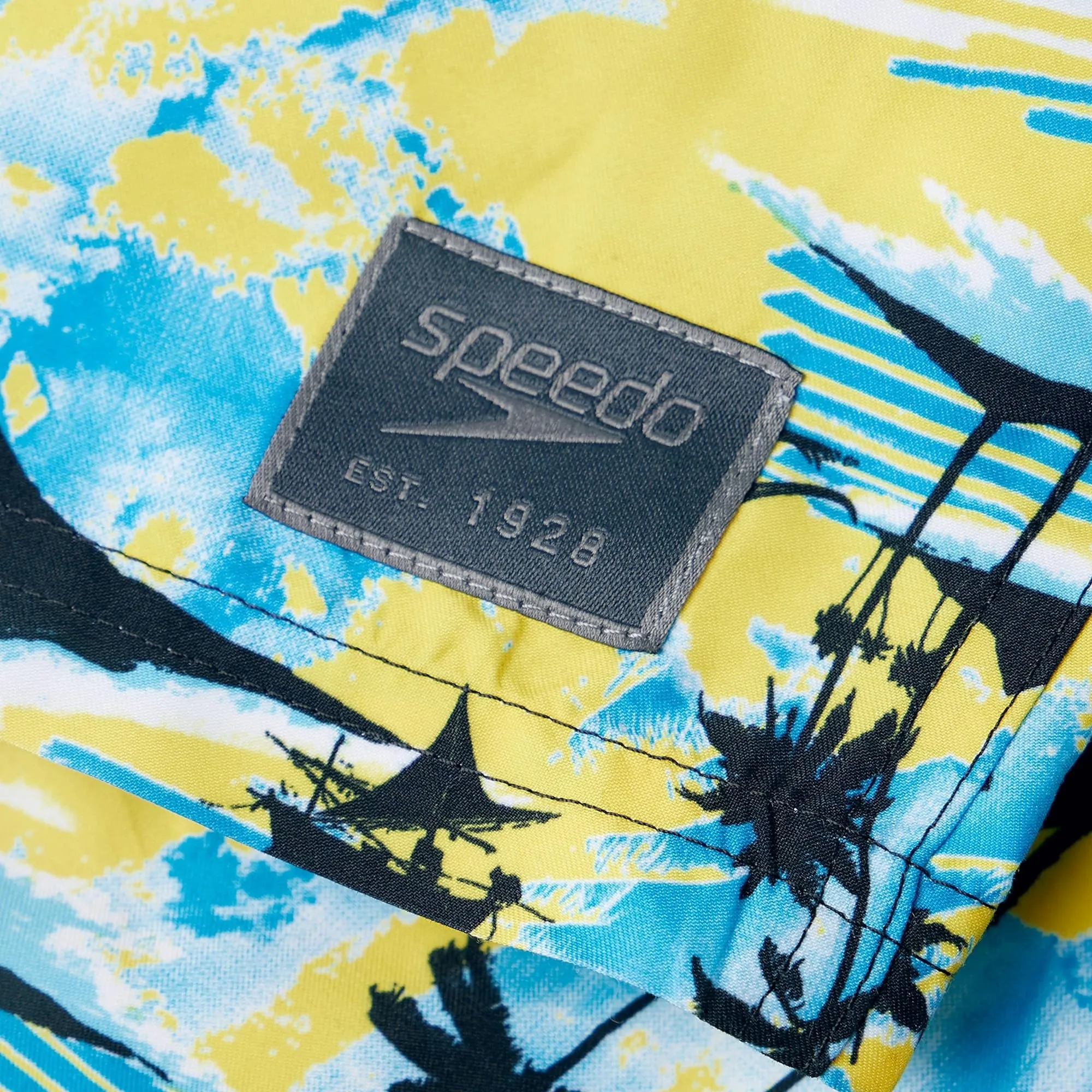 Speedo Printed Leisure 14 Inch Mens Swim Shorts - Yellow Space Saving Compressive Fit