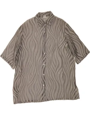 PRIMAVERA FIRENZE Womens Shirt Dress IT 46 Large Grey Striped Polyester Animal Print Multipurpose Utility