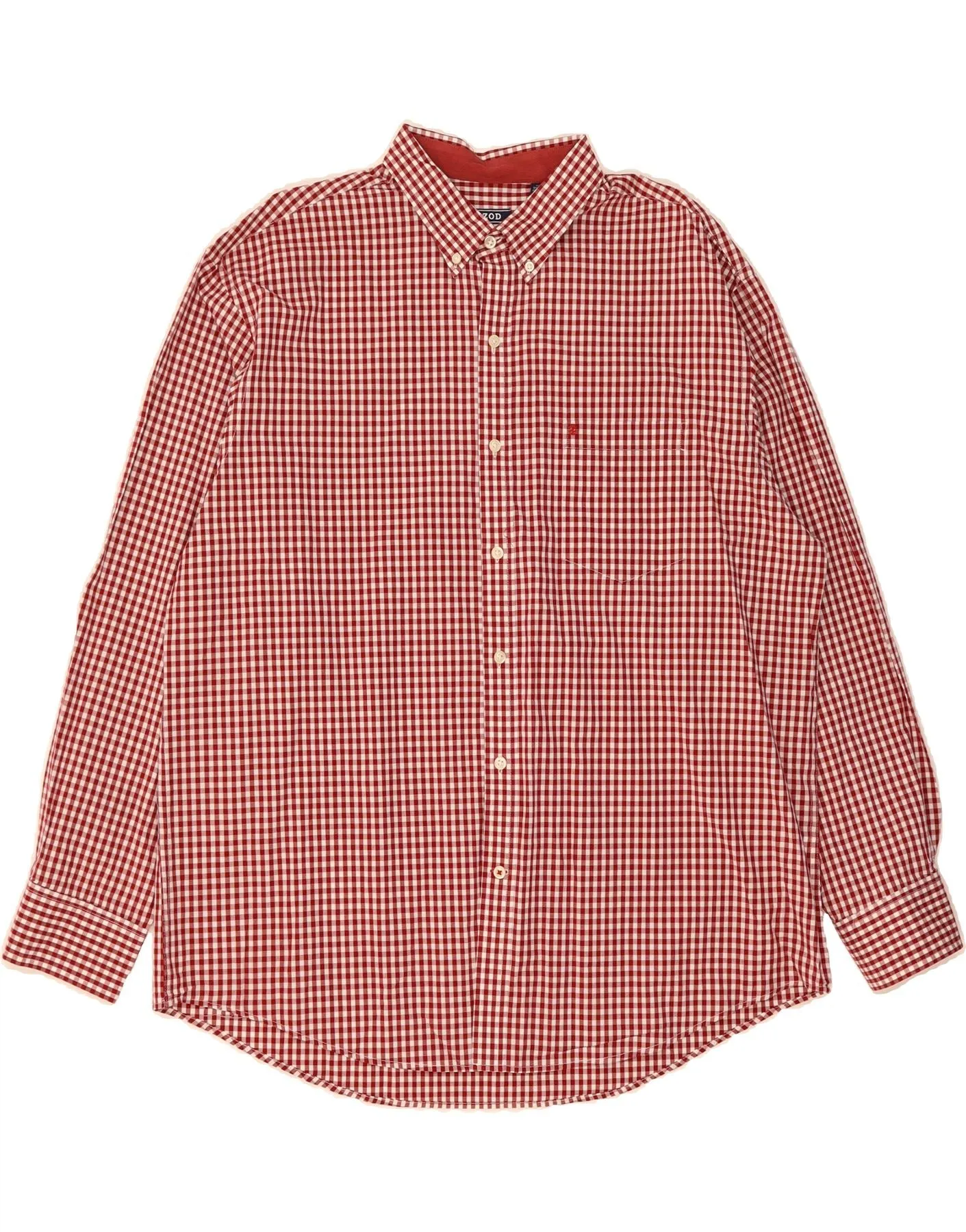 IZOD Mens Shirt XL Red Gingham Cotton Business Meeting Polished Look