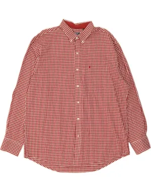IZOD Mens Shirt XL Red Gingham Cotton Business Meeting Polished Look