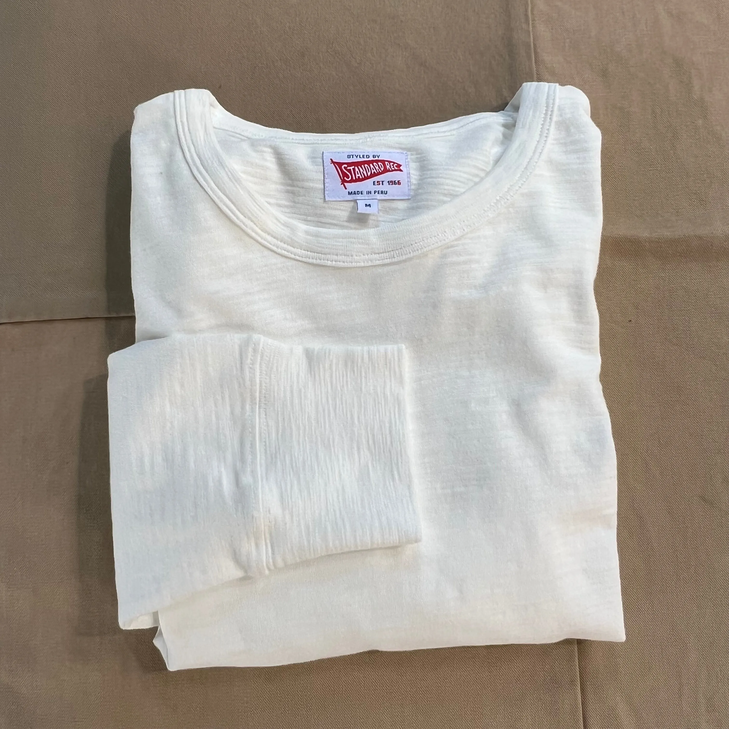 Washable Glossy Look Long-Sleeve Slub T-shirt, White