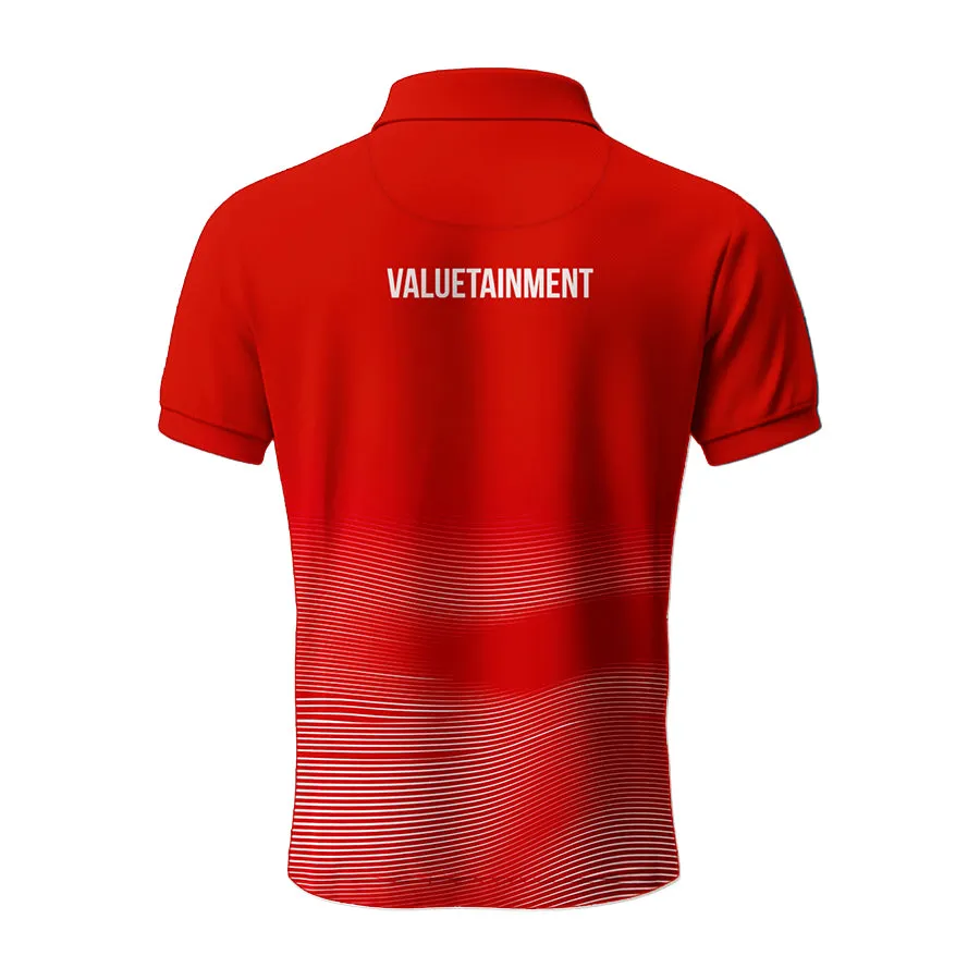 Golf Apparel Lion Shield Red & White Gradient Pattern Short Solid Sleeve Polo (Classic Fit)