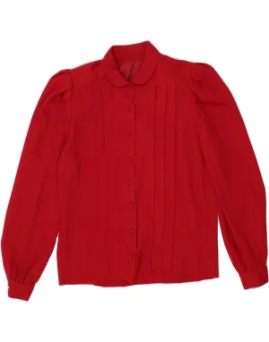 VINTAGE Womens Shirt Blouse UK 10 Small Red Gift Idea Round Collar