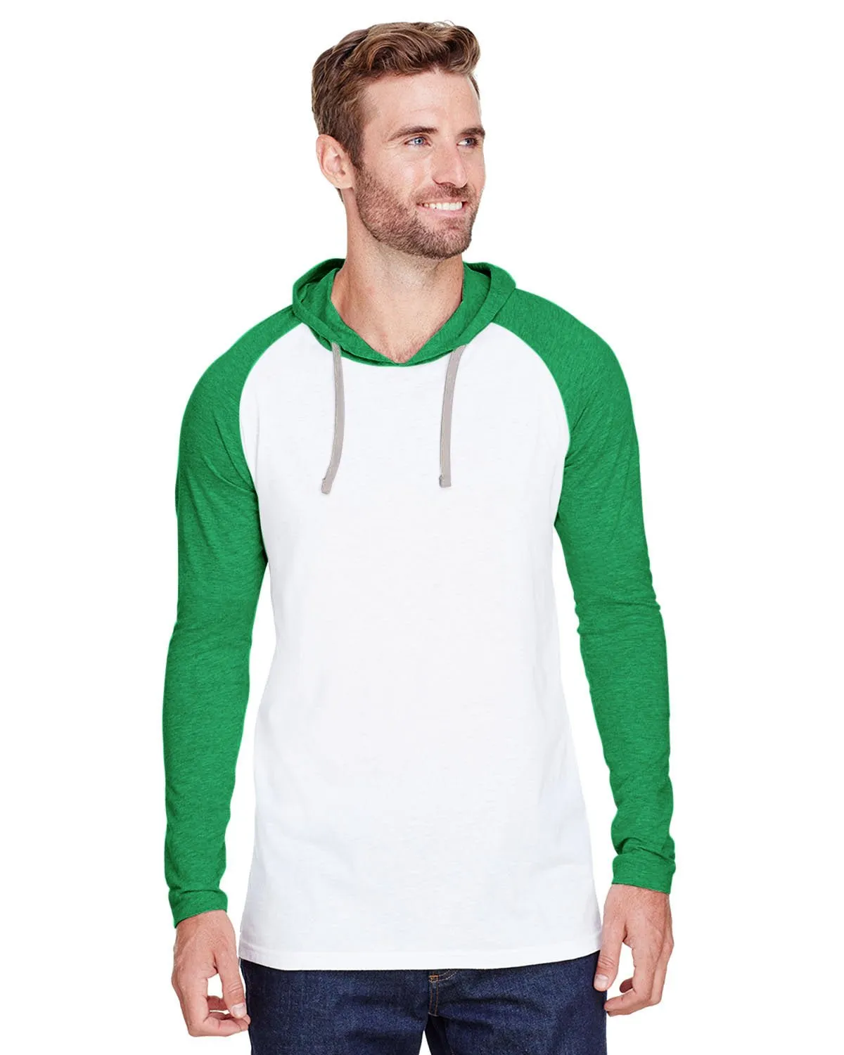 LAT 6917 Men's Hooded Raglan Long Sleeve Fine Jersey T-Shirt Trendy Design
