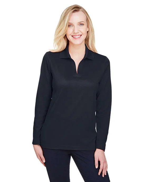Casual Design DG20LW - Devon & Jones CrownLux Performance? Ladies Plaited Long Sleeve Polo Shirt