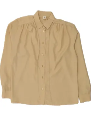 Festival Outfit Glossy Texture VINTAGE Womens Shirt Blouse EU 36 Small Beige