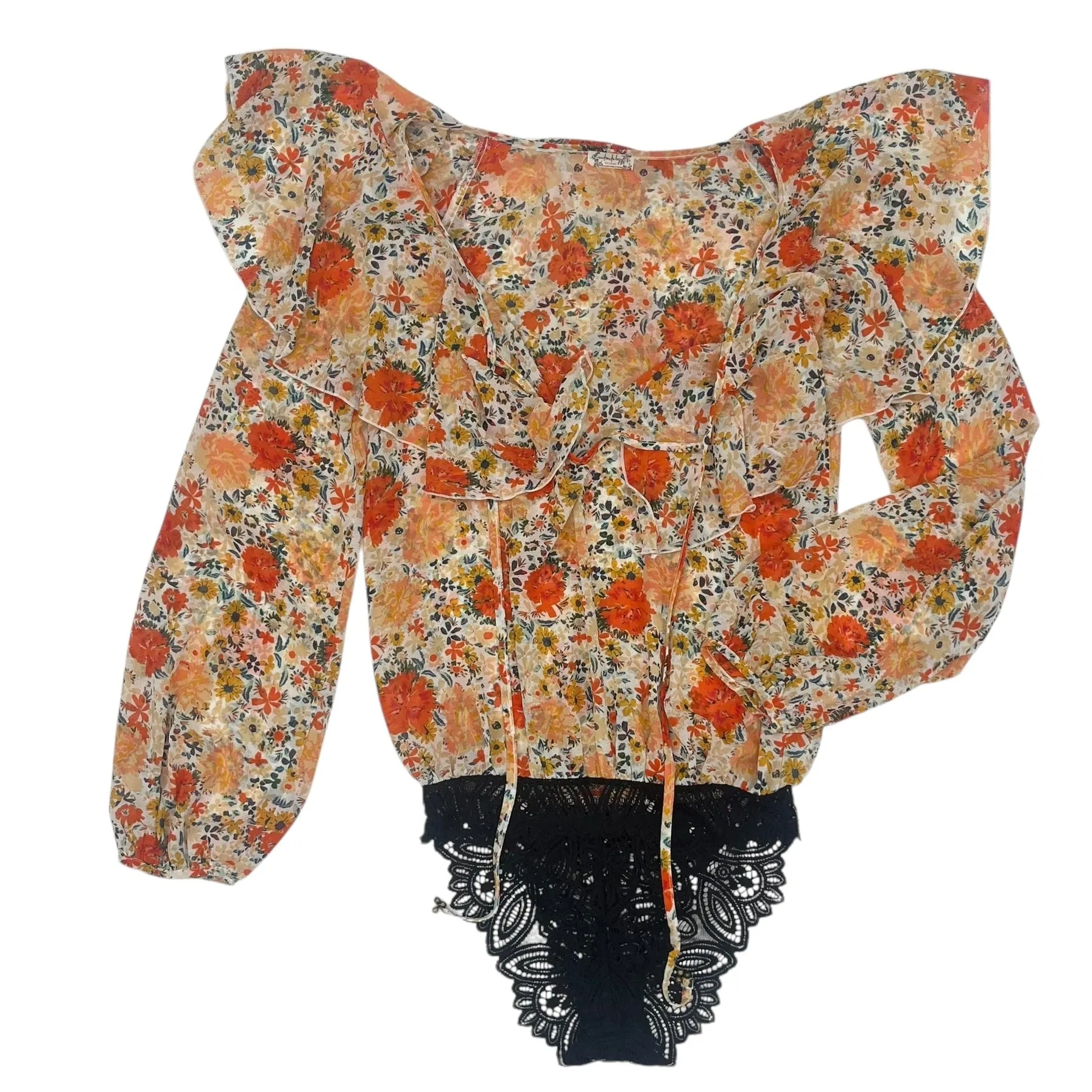 romper style bodysuit low back bodysuit Bodysuit By Free People In Orange, Size:Xs
