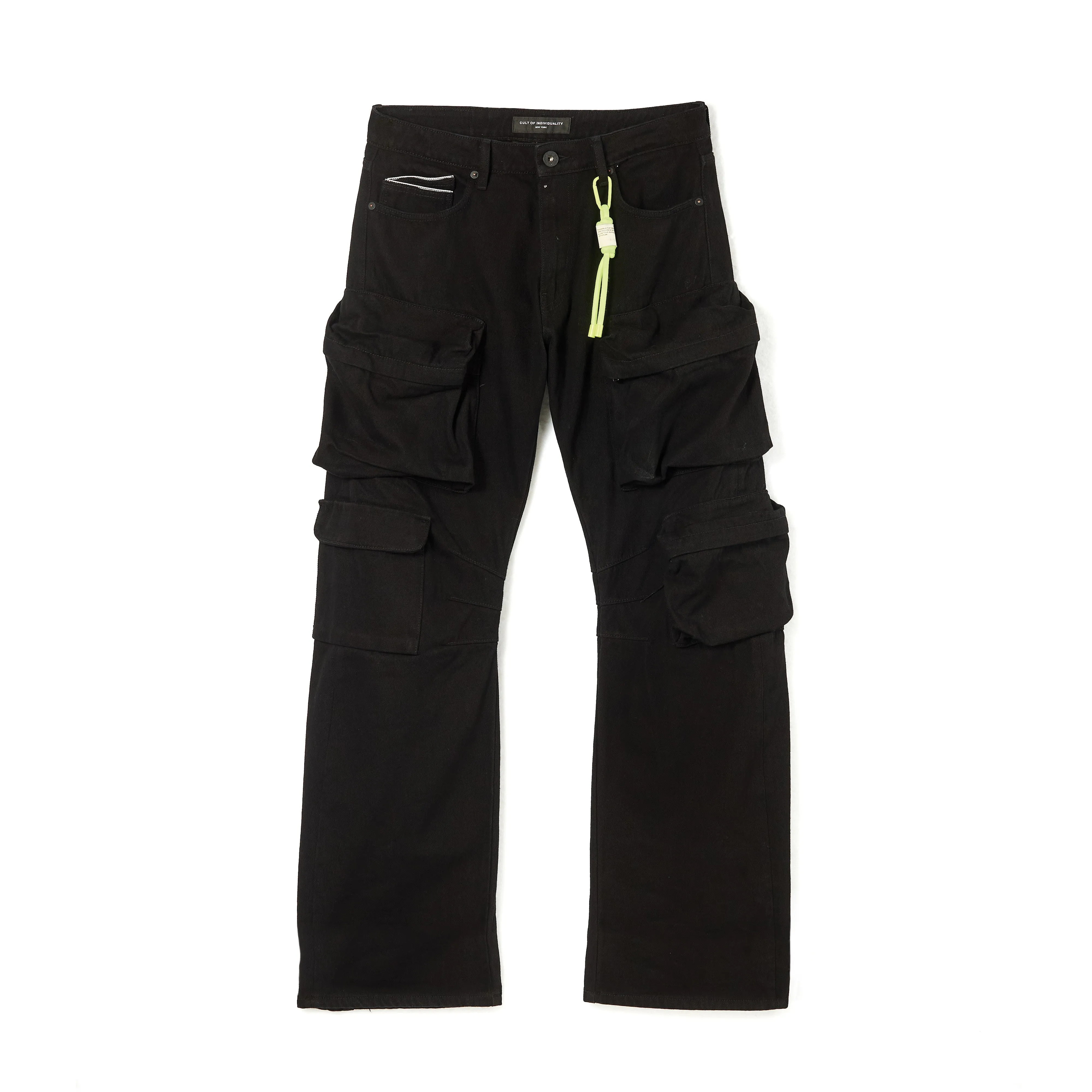Go-To Choice Daily Wear Summer Vibes Music Event GRUNGE BAGGY CARGO JEANS IN BLACK TWILL