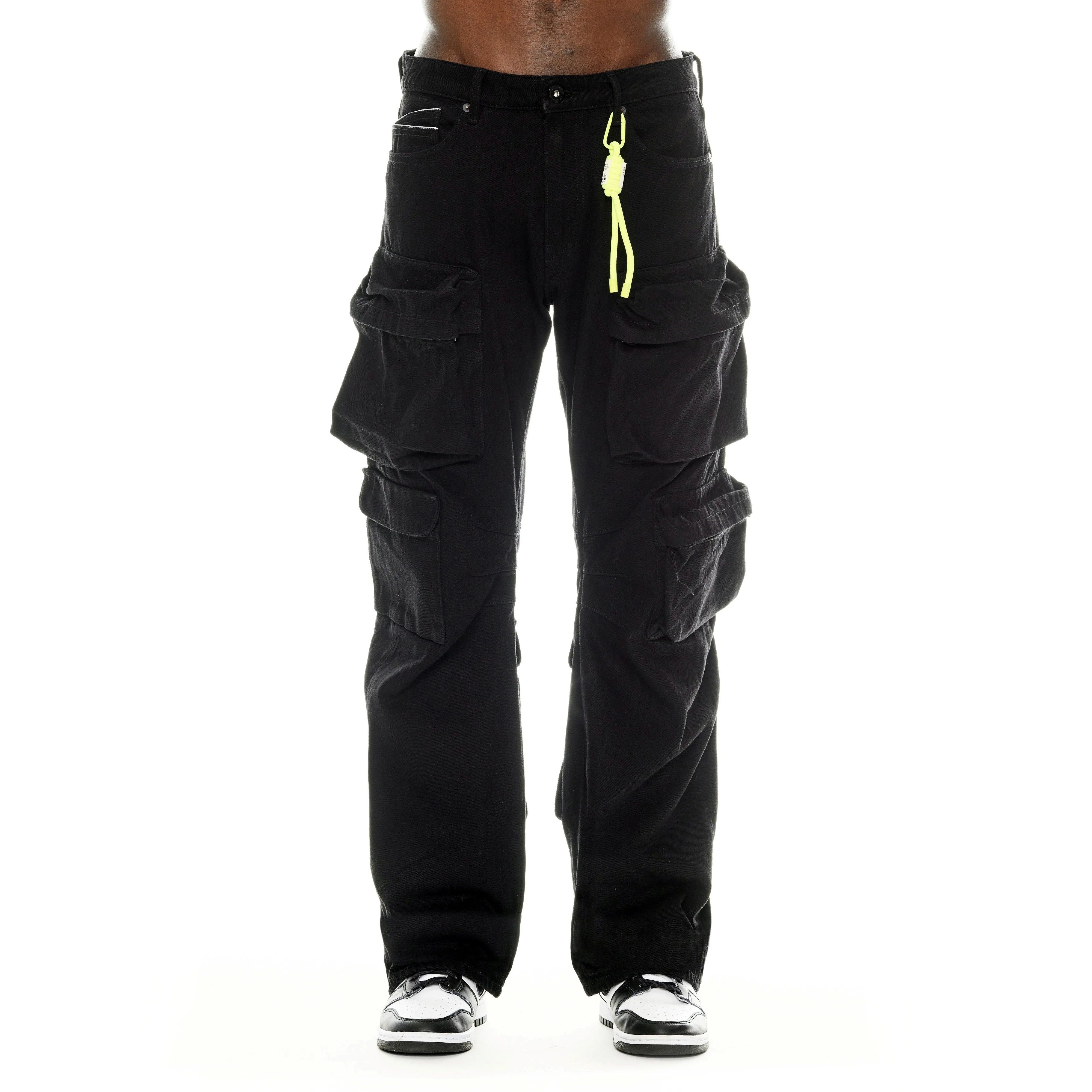Classic Casual GRUNGE BAGGY CARGO JEANS IN BLACK TWILL