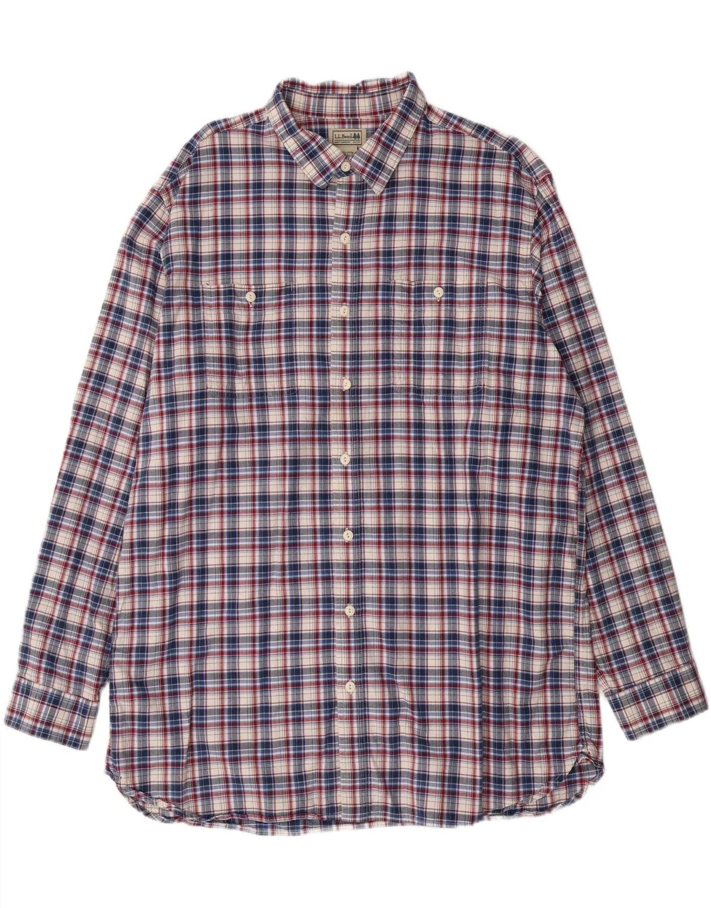 Seamless Sides Lounge Wear L.L.BEAN Mens Shirt XL Blue Check Cotton