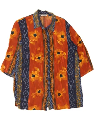 Formal Elegance Neutral Shade VINTAGE Womens Shirt Dress UK 14 Large Maroon Floral