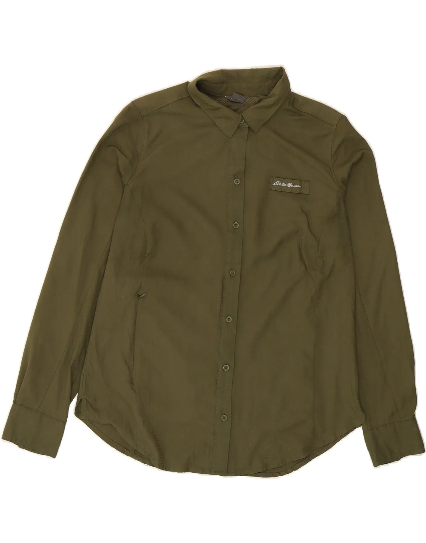 Artistic Design EDDIE BAUER Womens Shirt UK 14 Medium Green Polyester